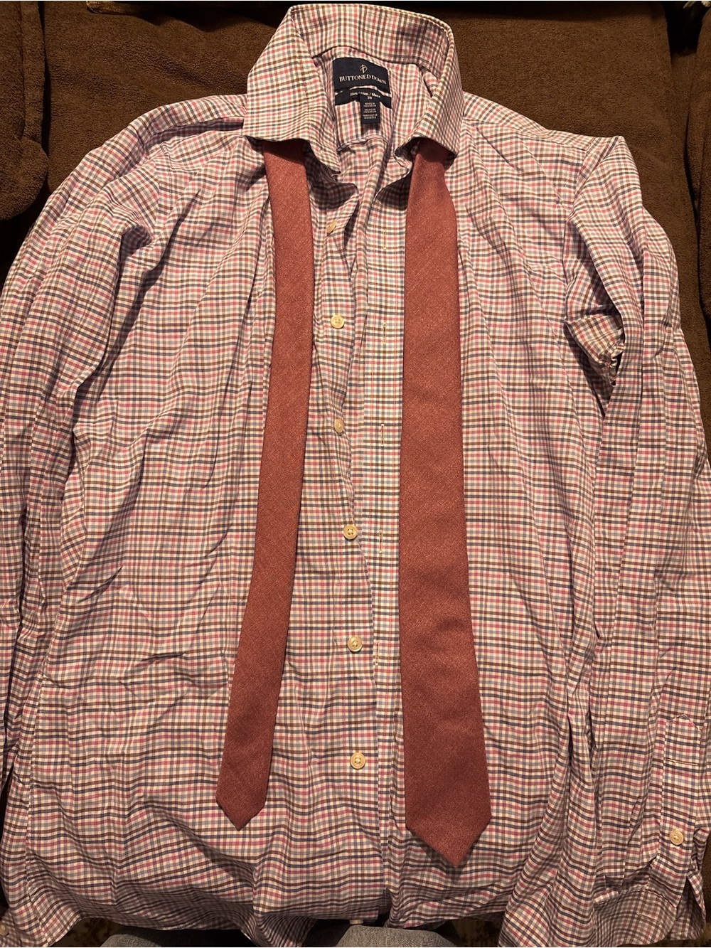 Peter Millar Men’s Red and White Check Dress Shirt